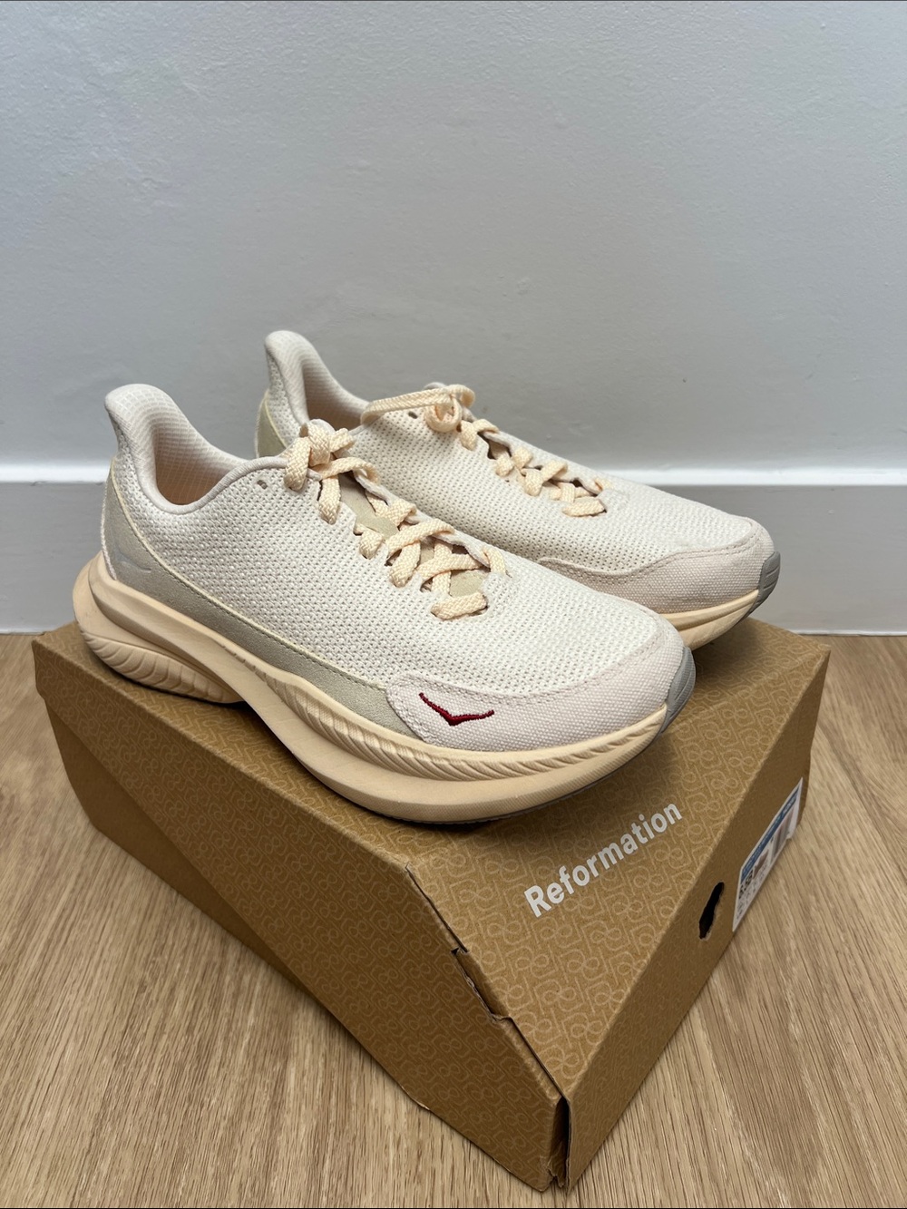 HOKA x Reformation Cream Knit Mach 6
